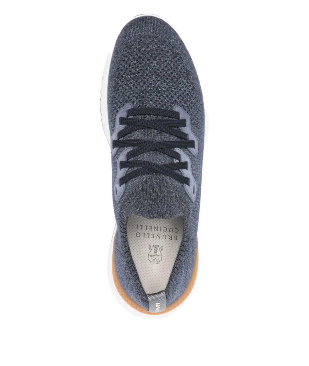 BRUNELLO CUCINELLI Синие текстильные низкие кроссовки / кеды, фото 2