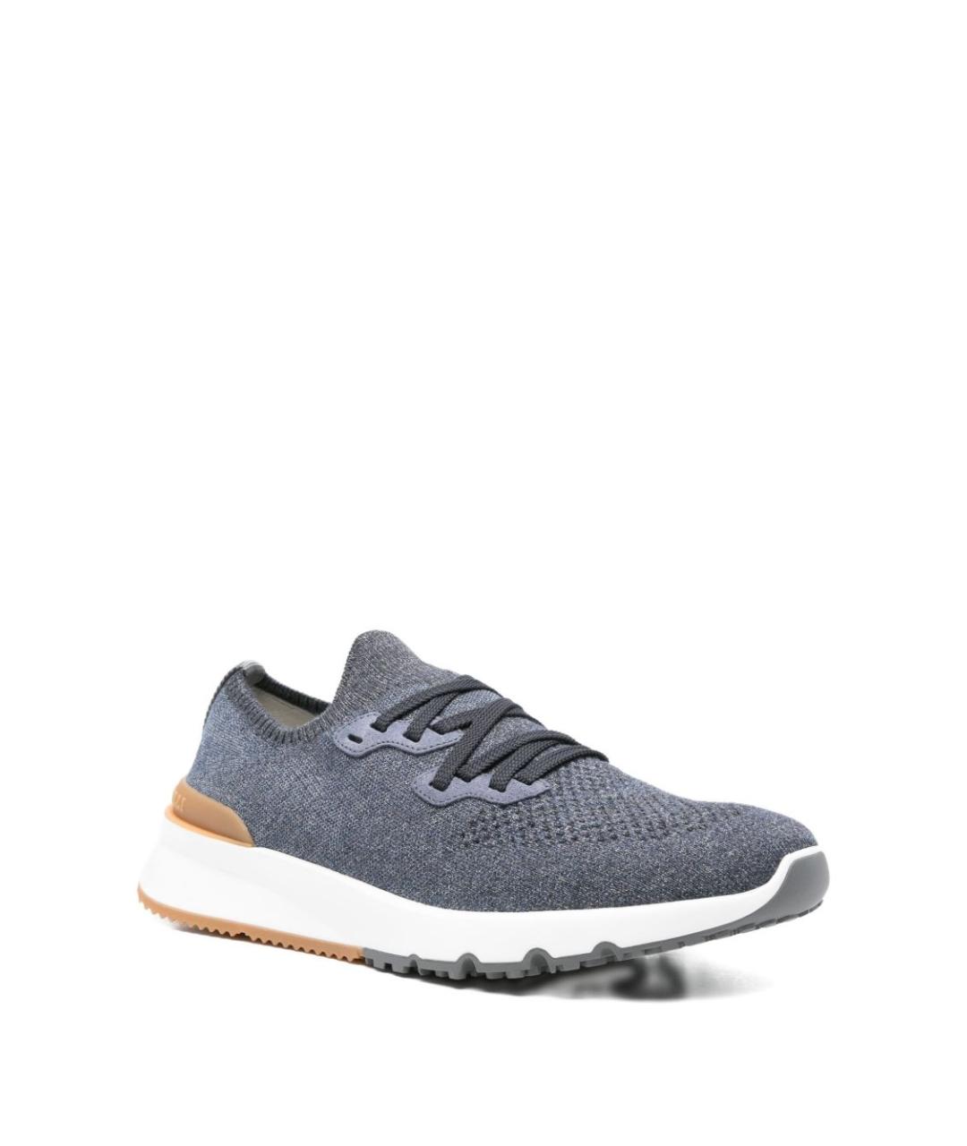 BRUNELLO CUCINELLI Синие текстильные низкие кроссовки / кеды, фото 3