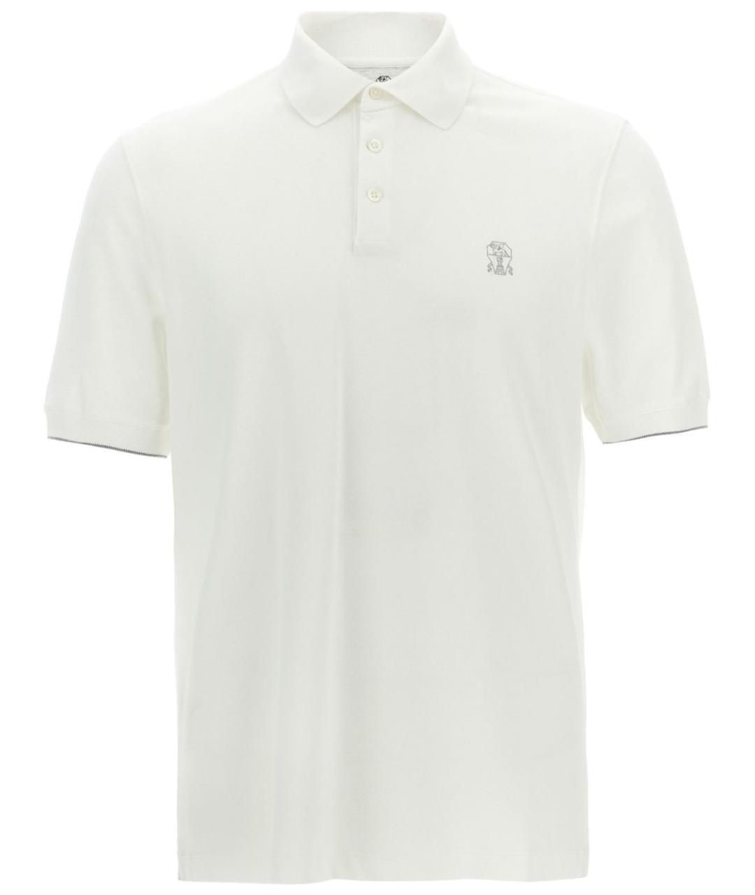 BRUNELLO CUCINELLI Белое хлопковое поло с коротким рукавом, фото 1