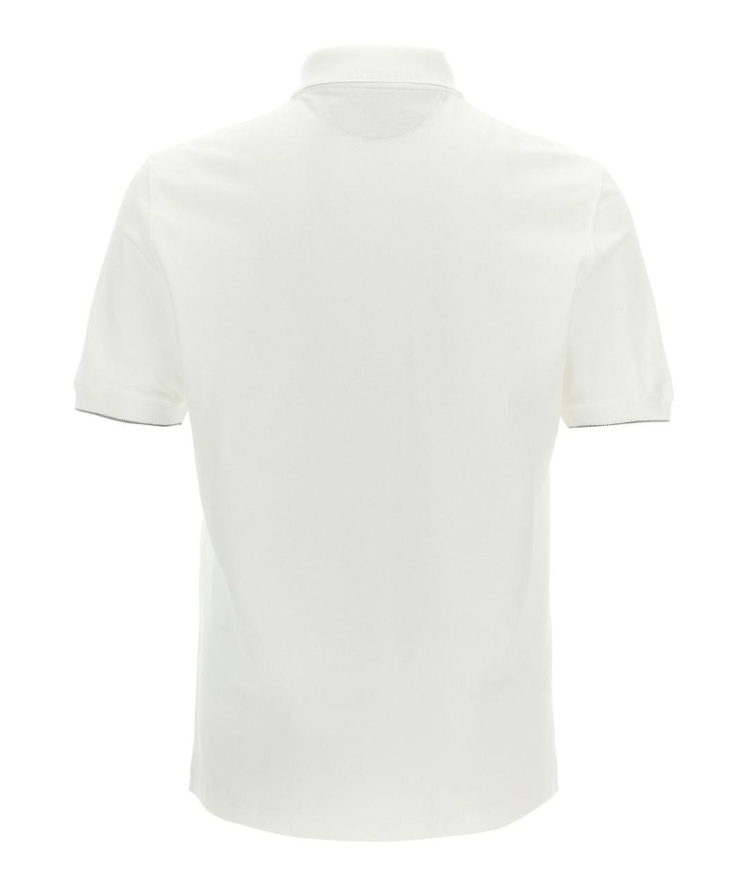 BRUNELLO CUCINELLI Белое хлопковое поло с коротким рукавом, фото 3