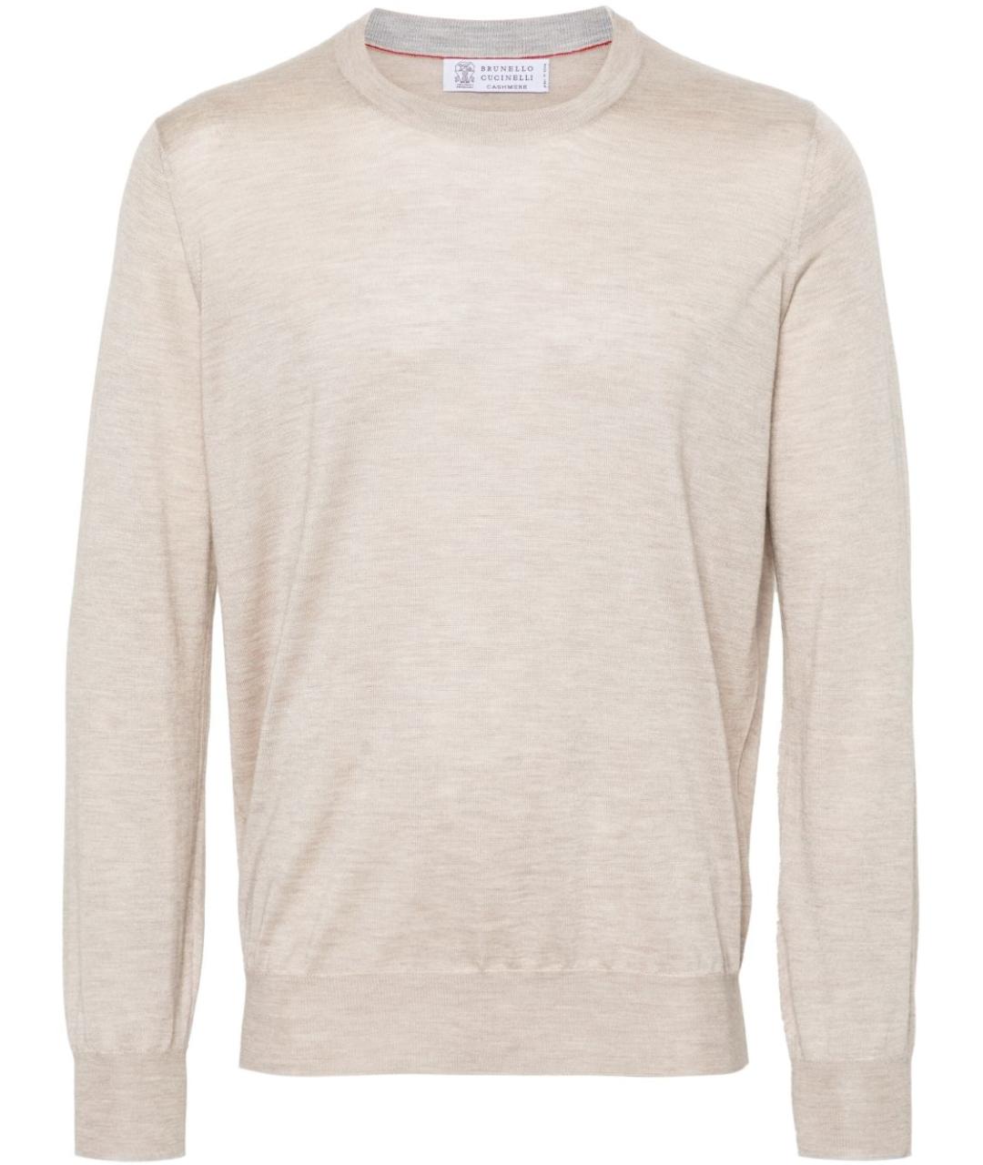BRUNELLO CUCINELLI Бежевый кашемировый джемпер / свитер, фото 1