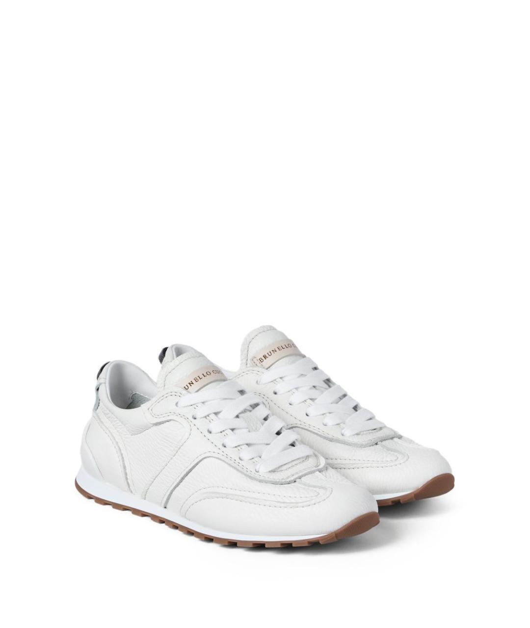 BRUNELLO CUCINELLI Бежевые кожаные кроссовки, фото 4