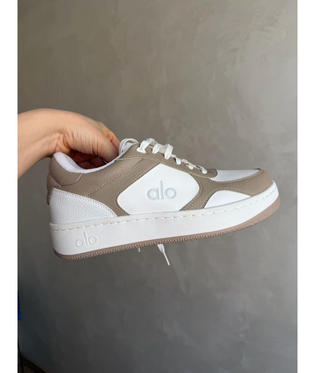 ALO YOGA Бежевые кожаные кроссовки, фото 6