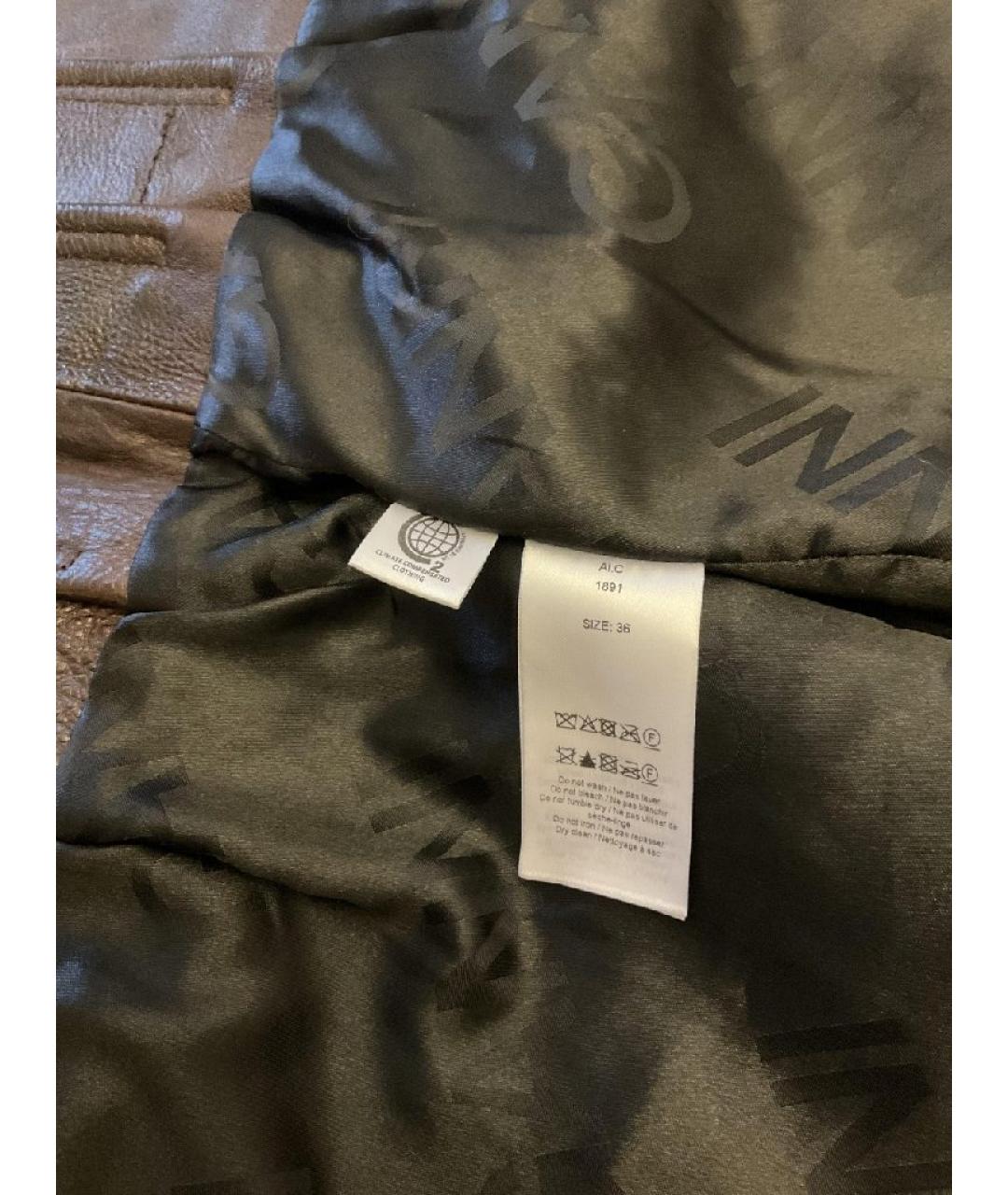 GANNI Коричневая кожаная юбка миди, фото 4