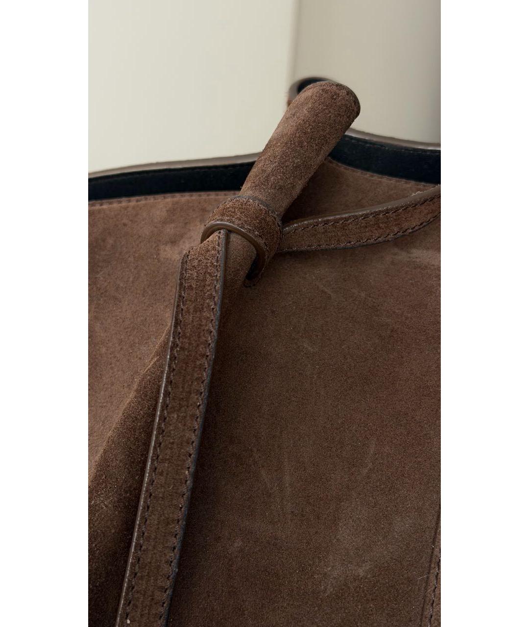 YUZEFI Коричневая замшевая сумка тоут, фото 5