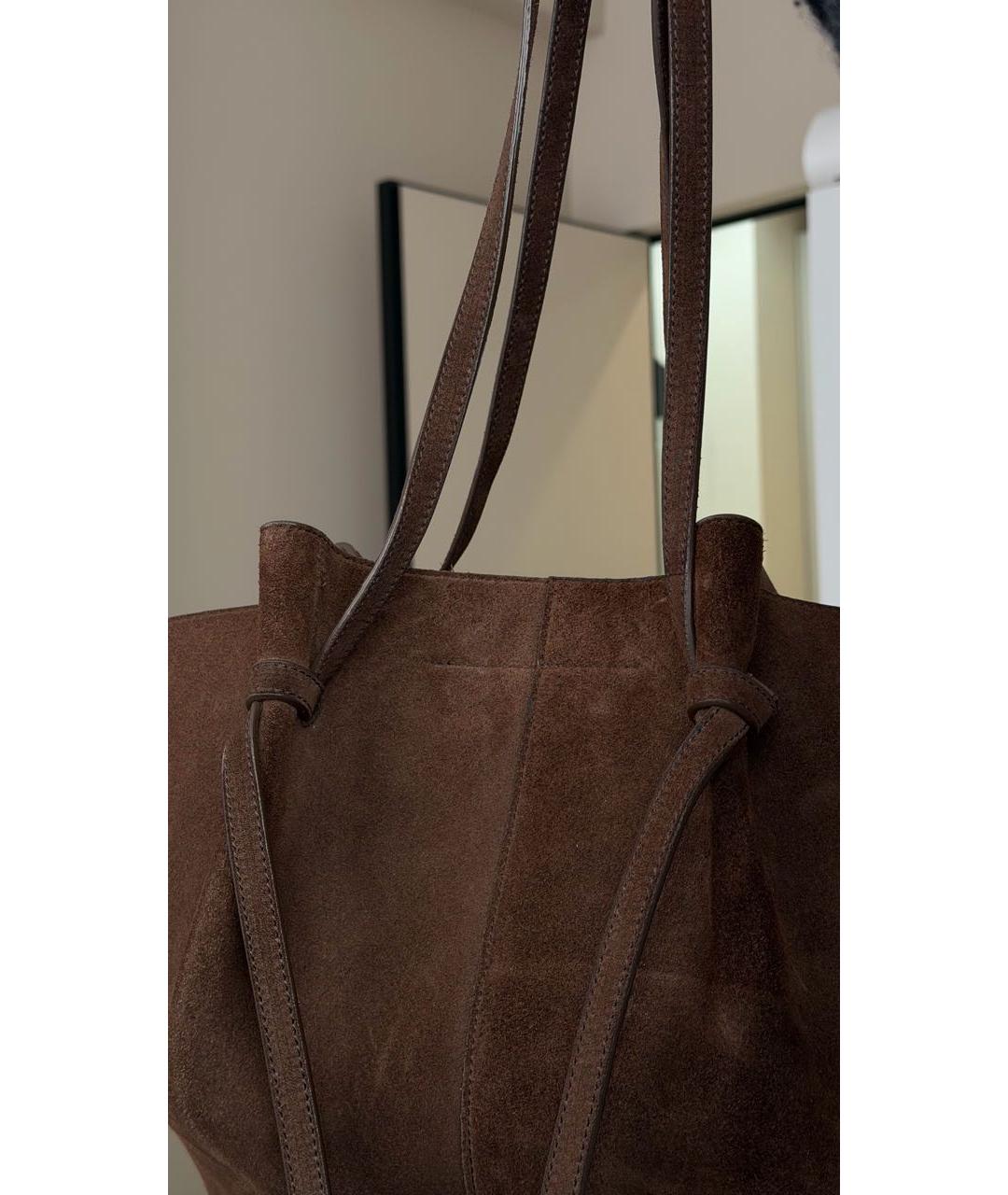 YUZEFI Коричневая замшевая сумка тоут, фото 3