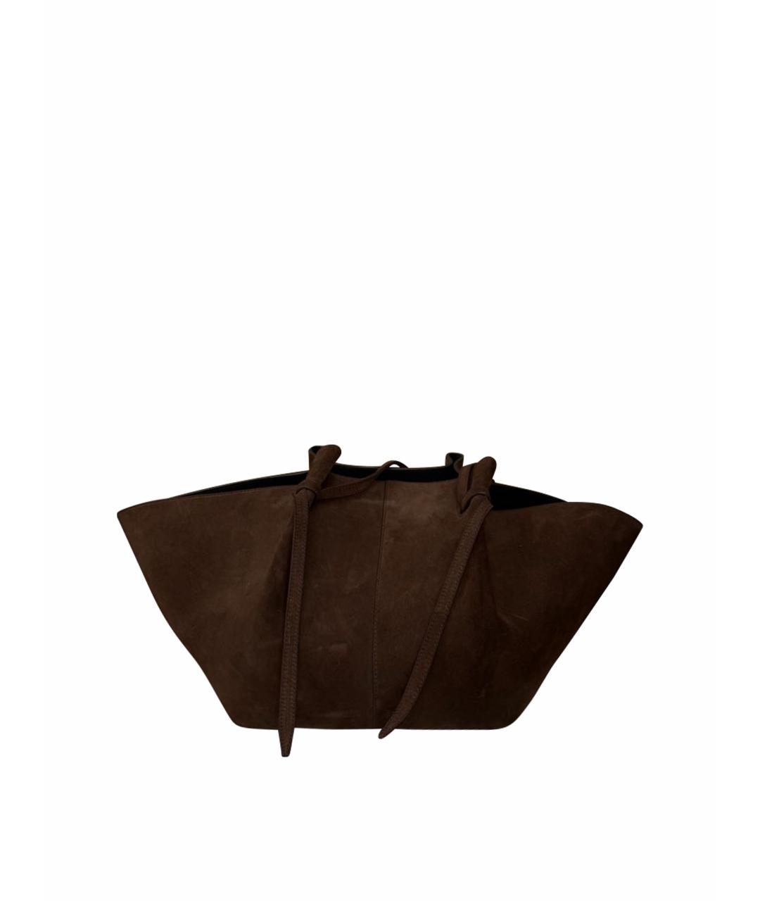YUZEFI Коричневая замшевая сумка тоут, фото 1