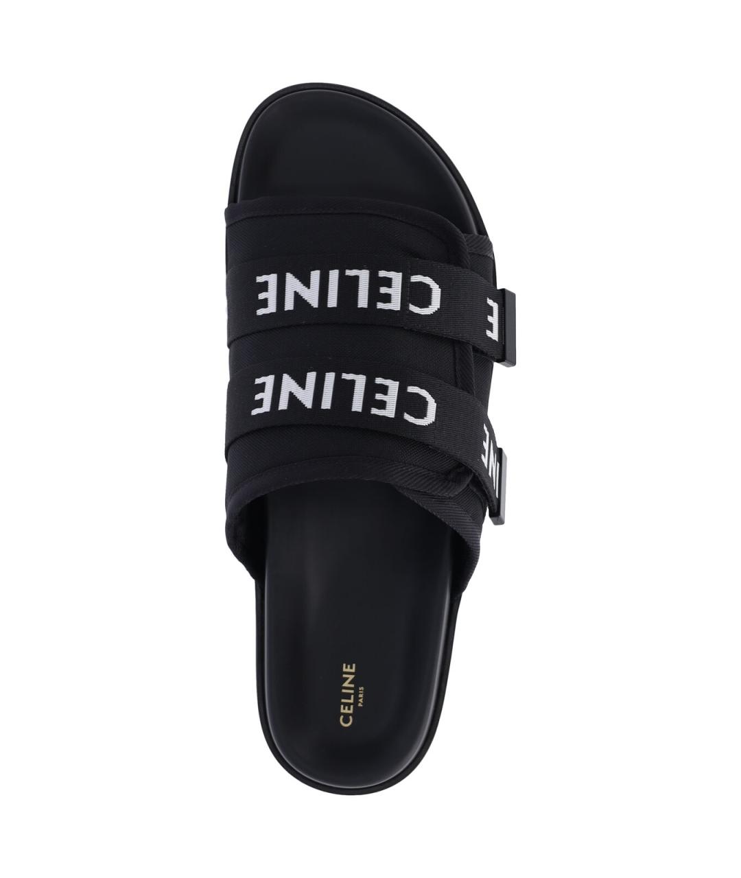 CELINE Черные синтетические шлепанцы, фото 5