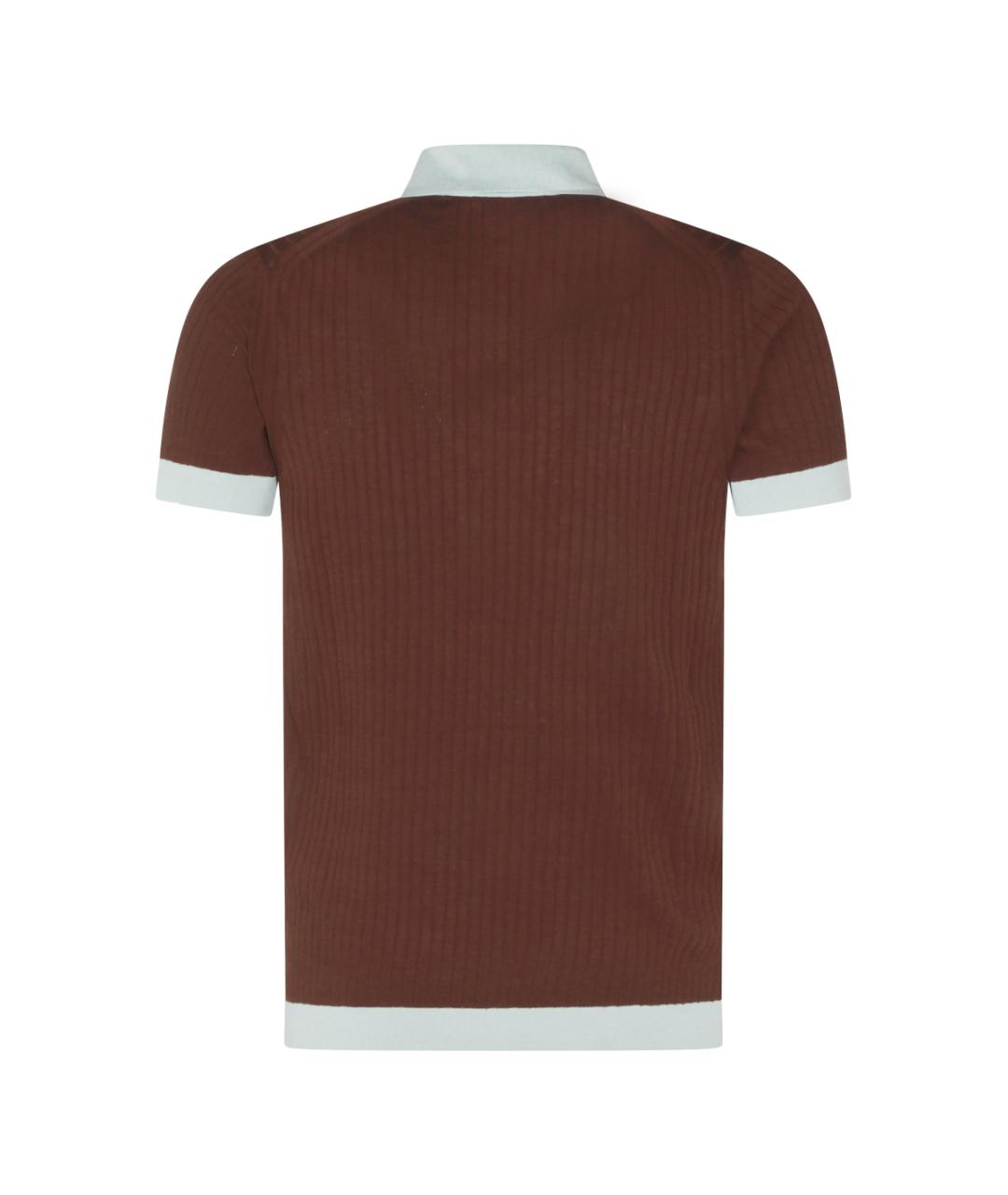 MALO Коричневое хлопковое поло с коротким рукавом, фото 2