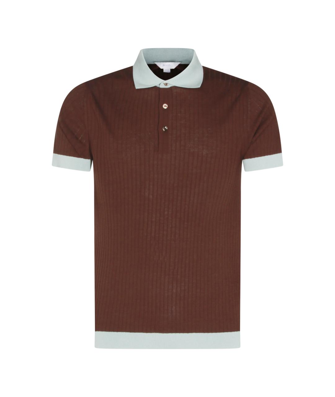 MALO Коричневое хлопковое поло с коротким рукавом, фото 1