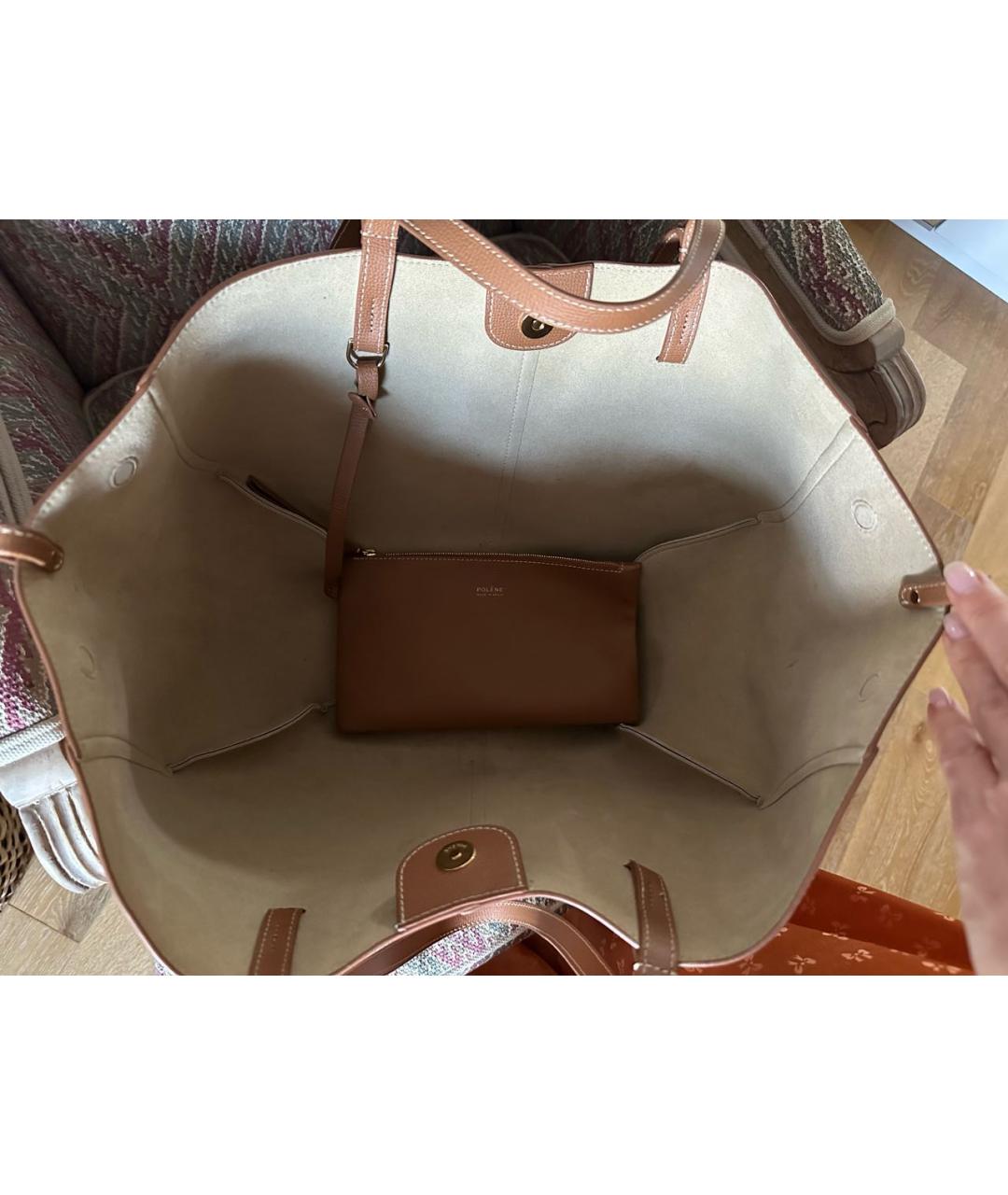 POLENE Коричневая кожаная сумка тоут, фото 5