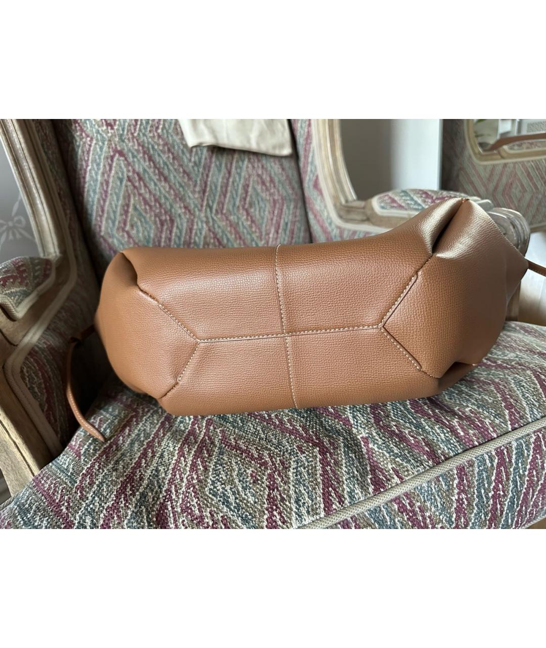 POLENE Коричневая кожаная сумка тоут, фото 3