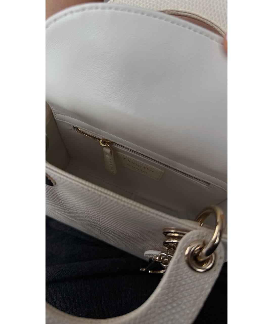 CHRISTIAN DIOR Белая сумка с короткими ручками из экзотической кожи, фото 4