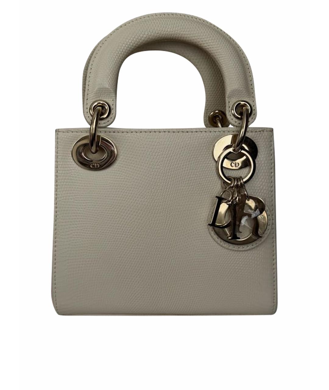 CHRISTIAN DIOR Белая сумка с короткими ручками из экзотической кожи, фото 1