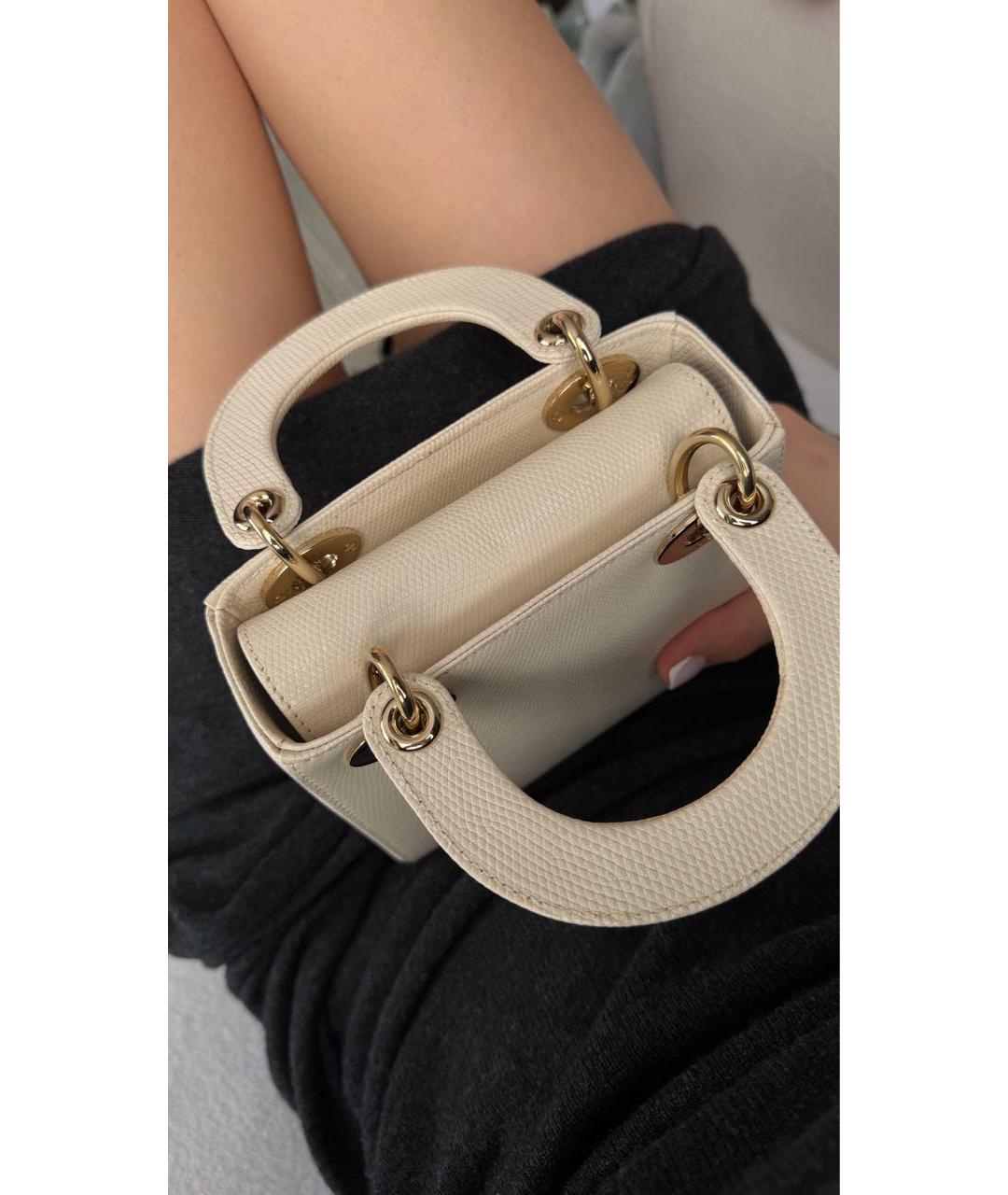 CHRISTIAN DIOR Белая сумка с короткими ручками из экзотической кожи, фото 7