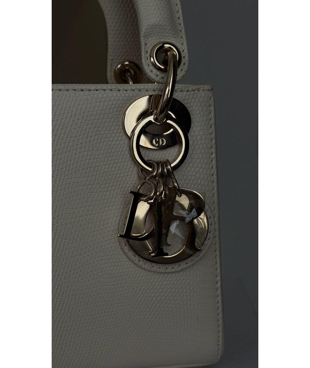 CHRISTIAN DIOR Белая сумка с короткими ручками из экзотической кожи, фото 2