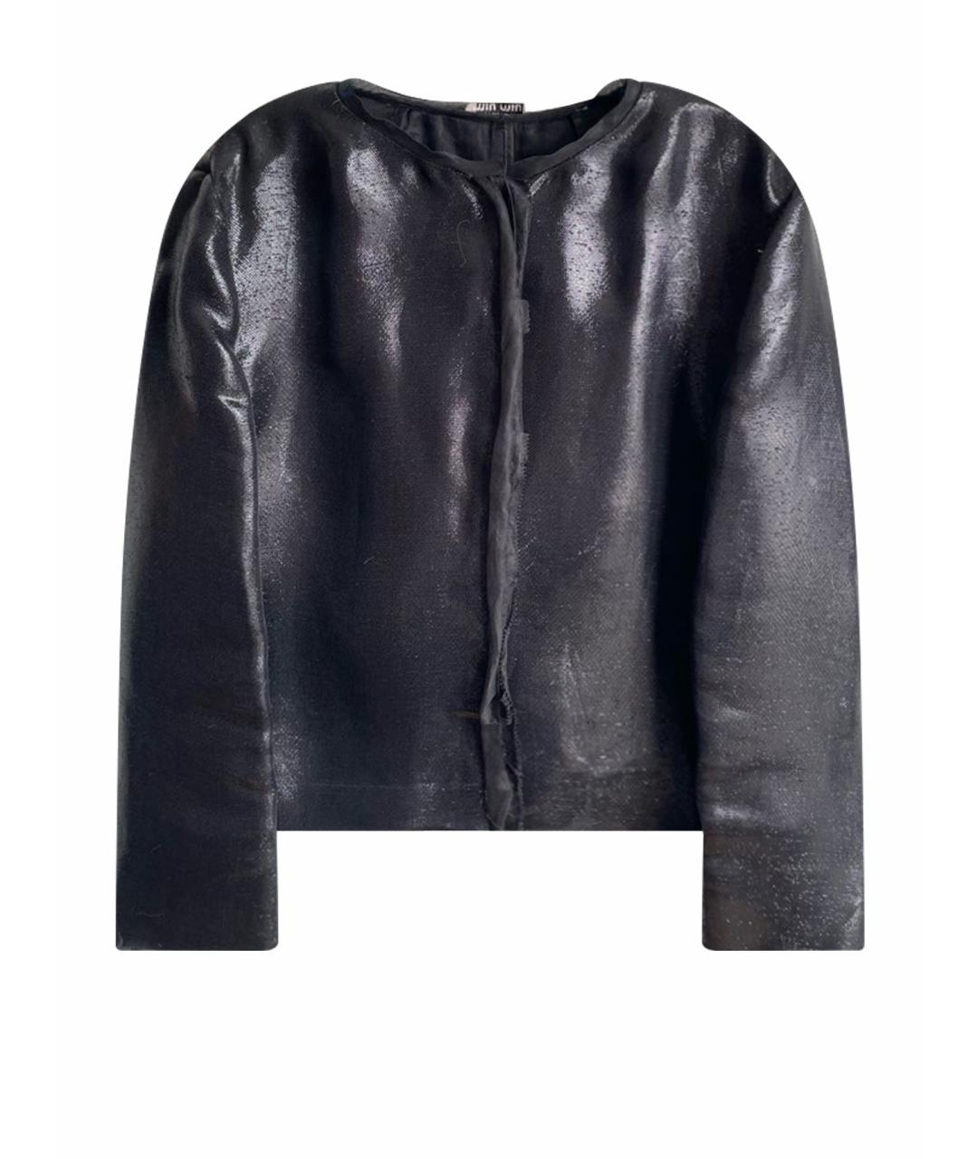 MIU MIU Антрацитовый шелковый жакет/пиджак, фото 1