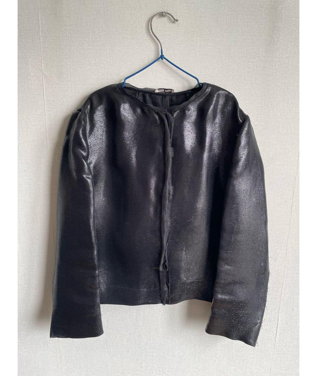 MIU MIU Антрацитовый шелковый жакет/пиджак, фото 8