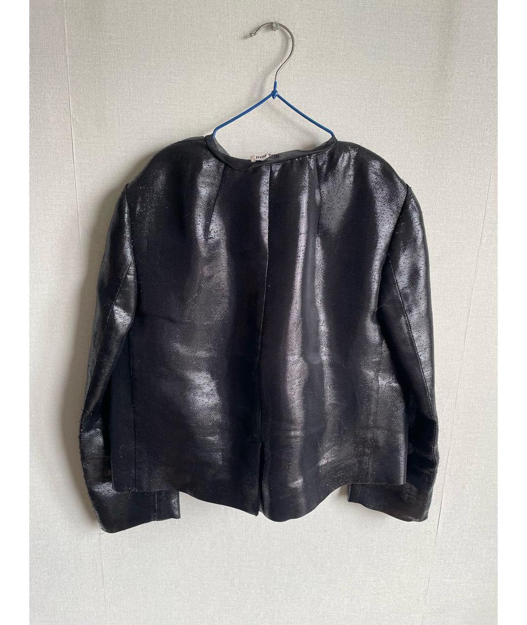 MIU MIU Антрацитовый шелковый жакет/пиджак, фото 2