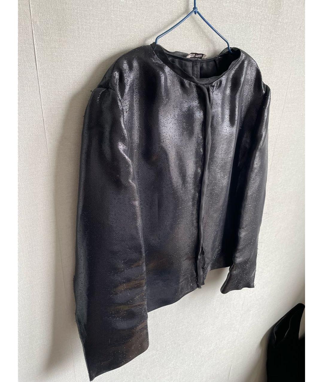 MIU MIU Антрацитовый шелковый жакет/пиджак, фото 3