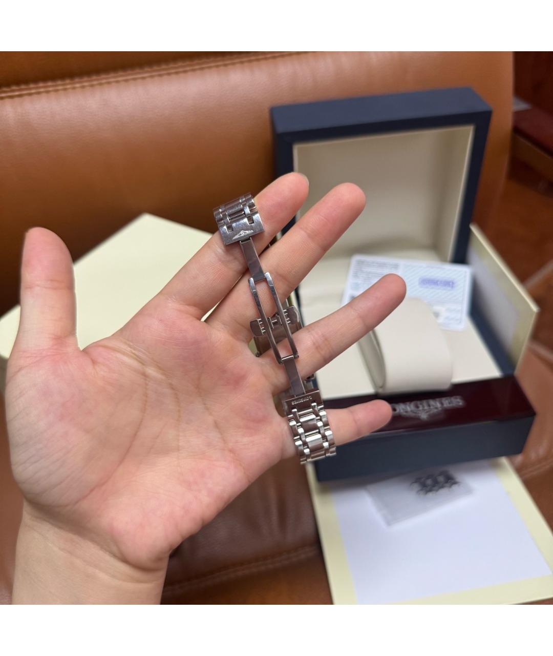 LONGINES Белые металлические часы, фото 7