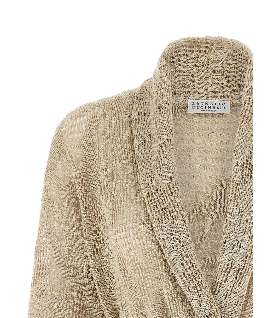 BRUNELLO CUCINELLI Бежевый льняной кардиган, фото 4