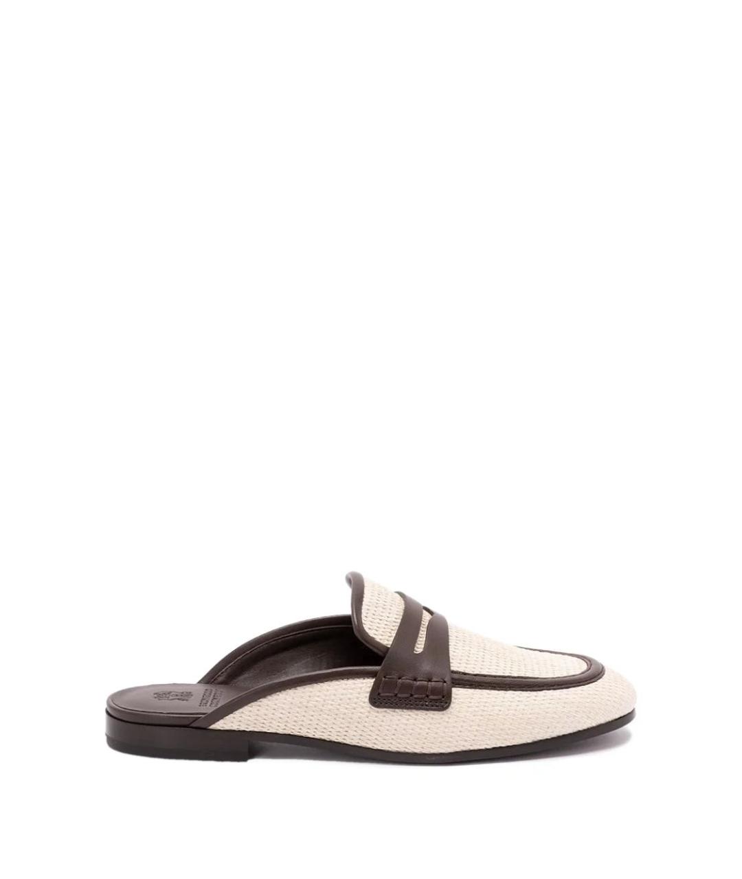 BRUNELLO CUCINELLI Бежевые текстильные сабо, фото 1