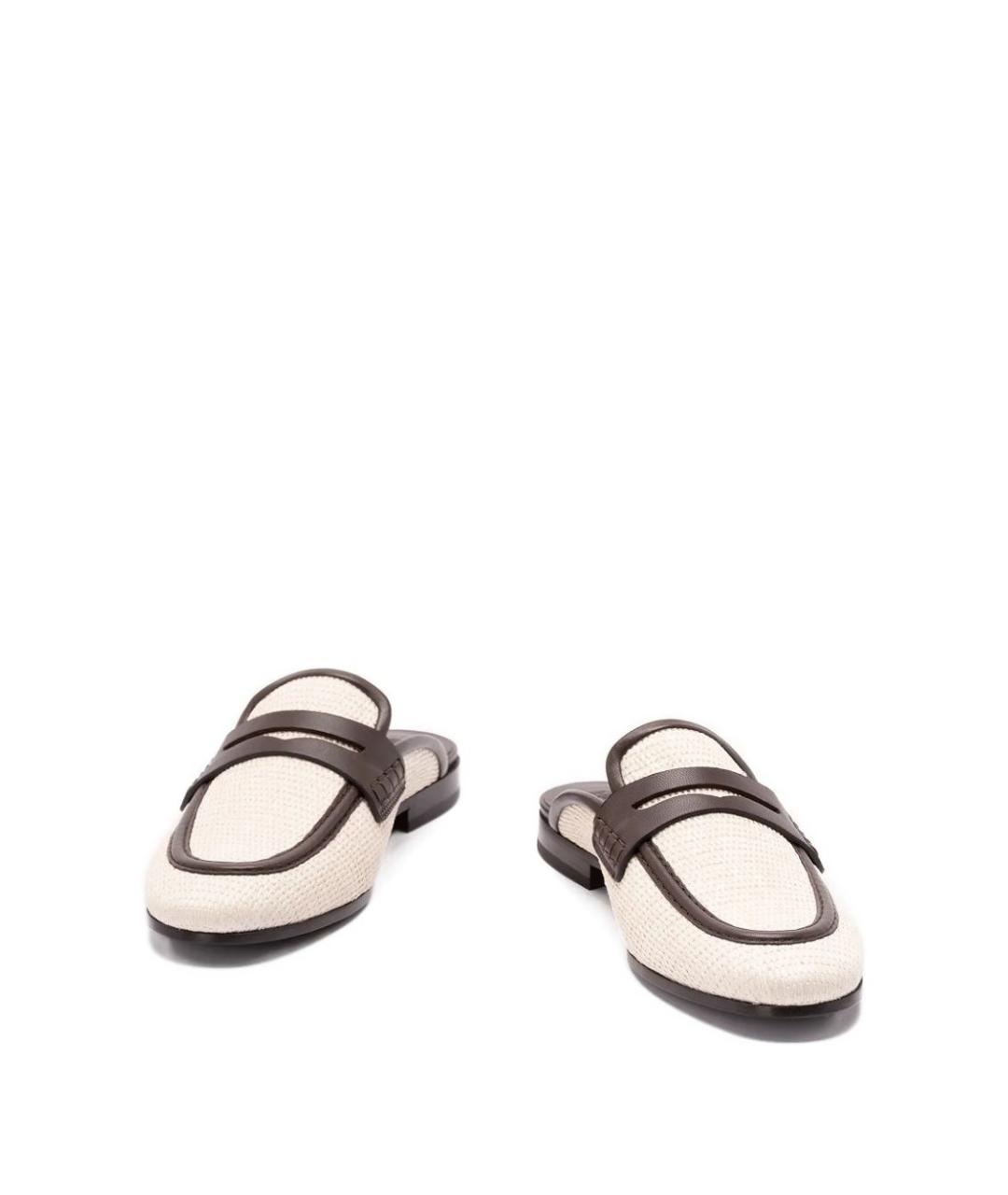 BRUNELLO CUCINELLI Бежевые текстильные сабо, фото 2