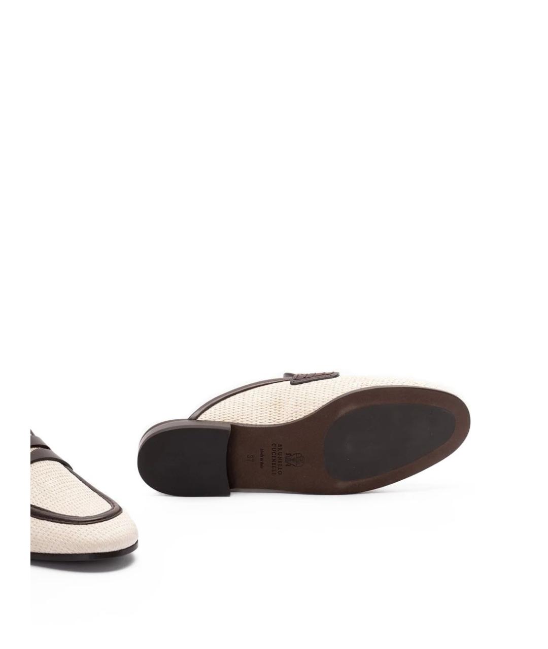 BRUNELLO CUCINELLI Бежевые текстильные сабо, фото 5