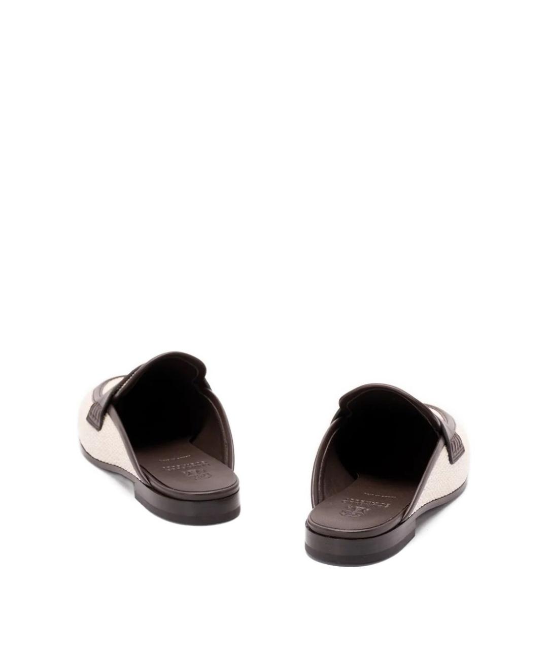 BRUNELLO CUCINELLI Бежевые текстильные сабо, фото 3