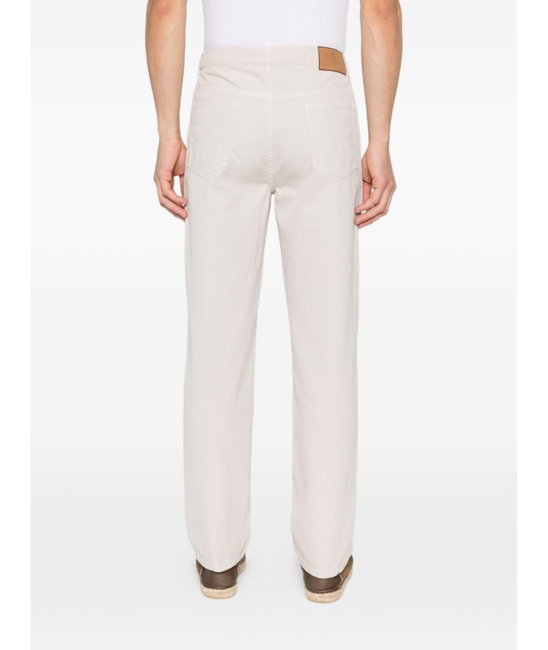BRUNELLO CUCINELLI Бежевые хлопковые повседневные брюки, фото 2