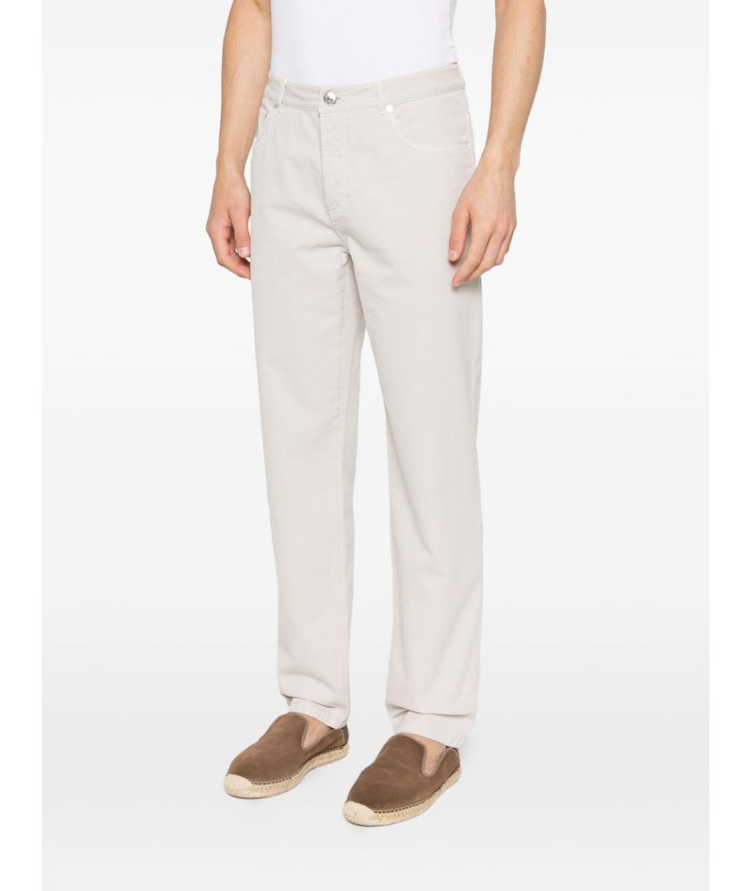 BRUNELLO CUCINELLI Бежевые хлопковые повседневные брюки, фото 4