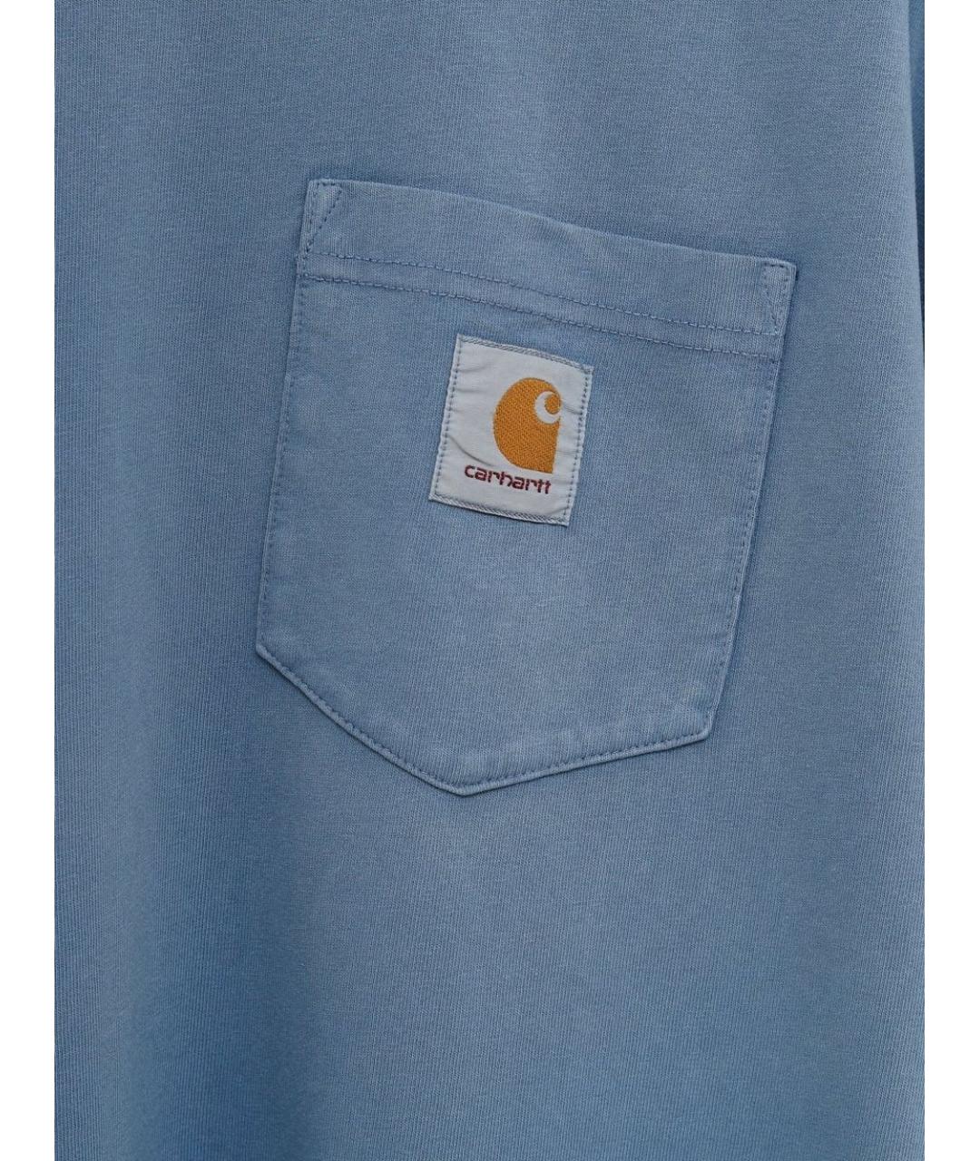 CARHARTT WIP Голубая хлопковая футболка, фото 2