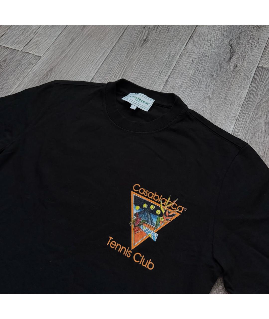 CASABLANCA Черная хлопковая футболка, фото 4