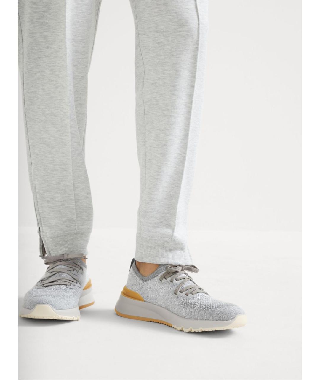 BRUNELLO CUCINELLI Серые текстильные низкие кроссовки / кеды, фото 2