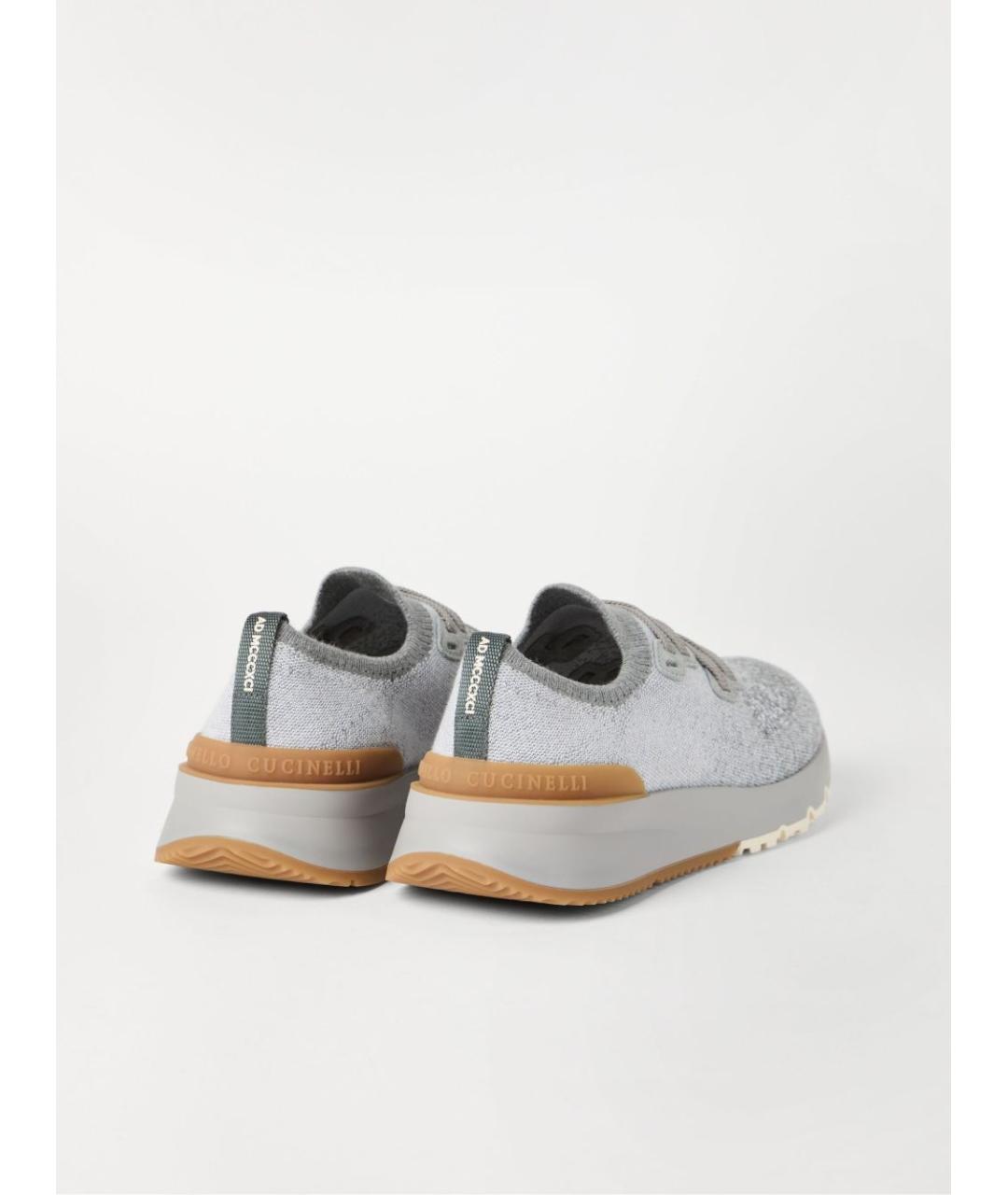 BRUNELLO CUCINELLI Серые текстильные низкие кроссовки / кеды, фото 3