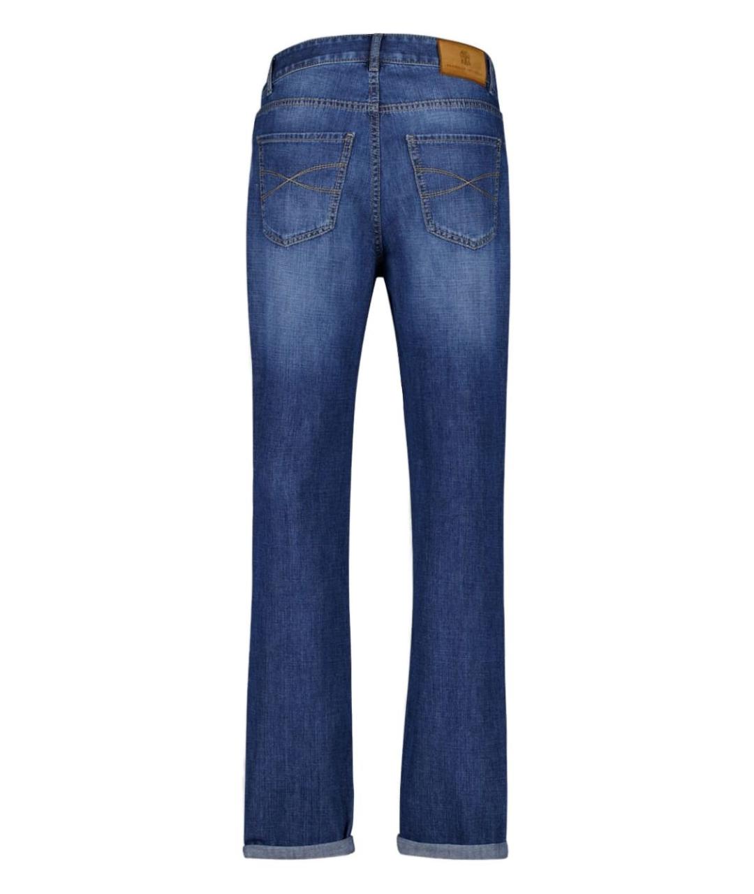 BRUNELLO CUCINELLI Синие хлопковые прямые джинсы, фото 3