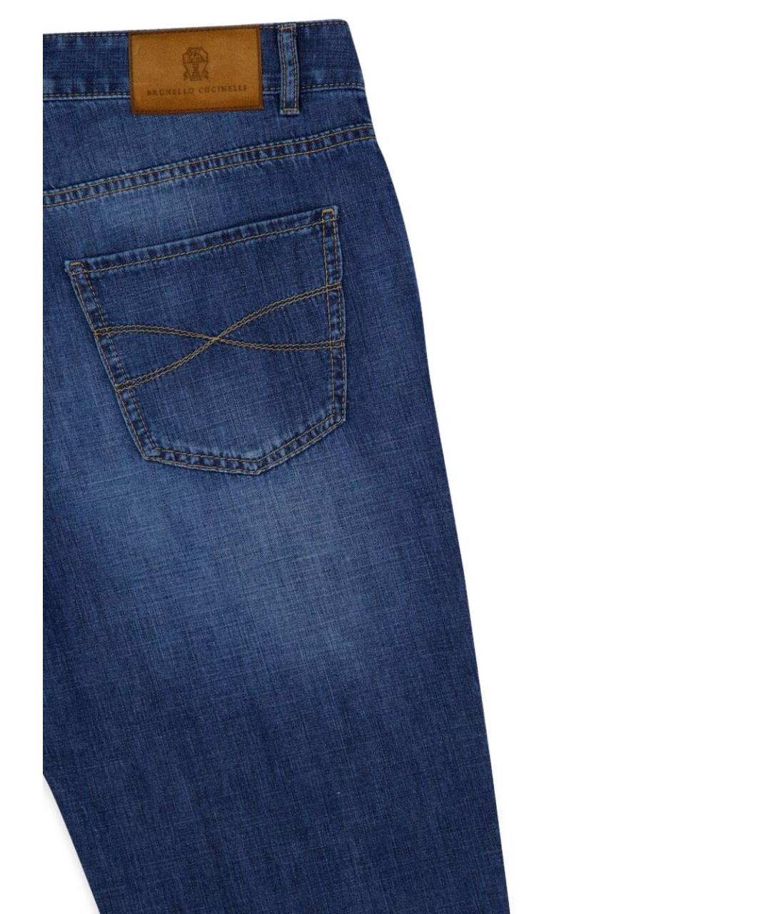 BRUNELLO CUCINELLI Синие хлопковые прямые джинсы, фото 2