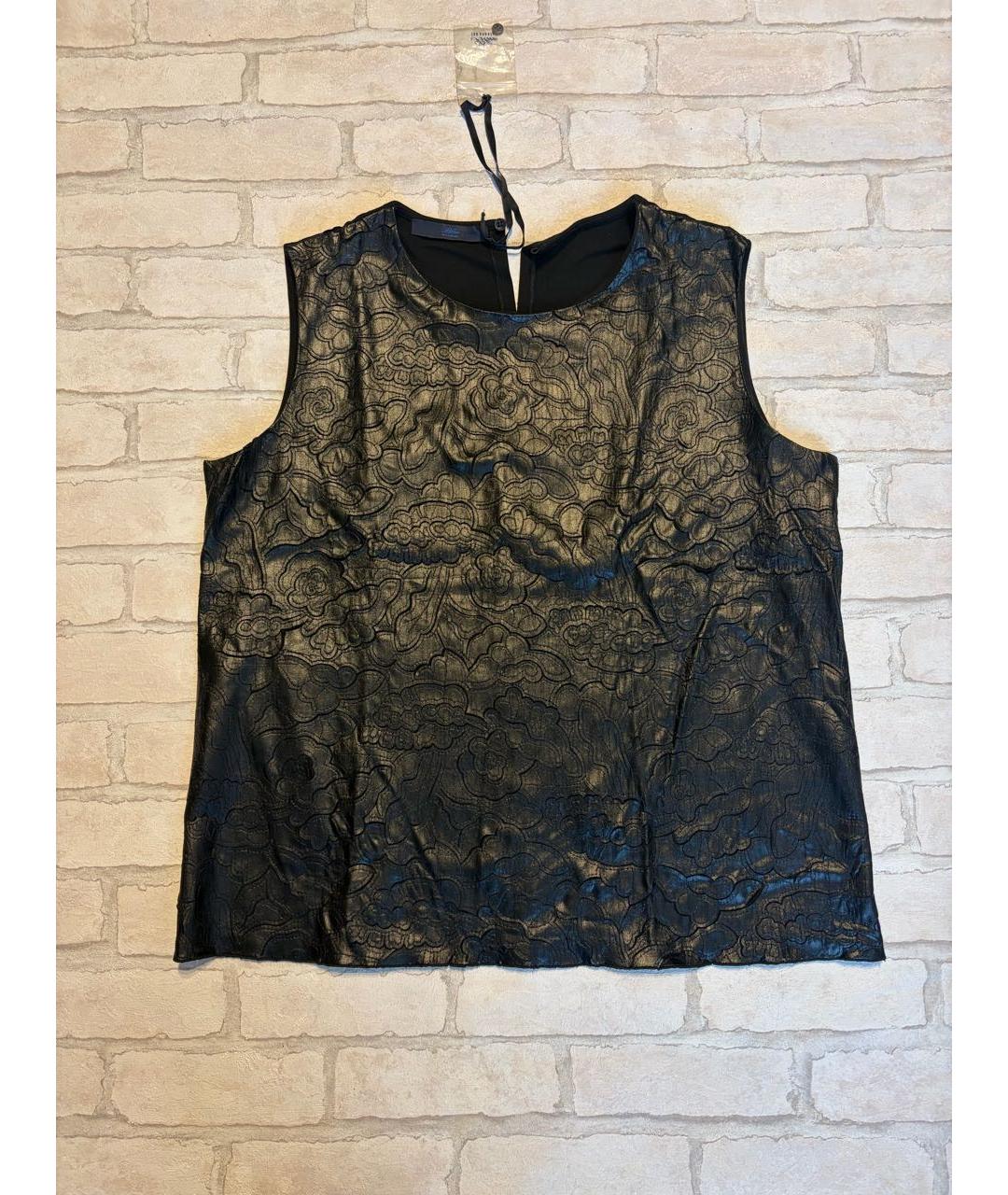 LES COPAINS Черная вискозная майка, фото 9