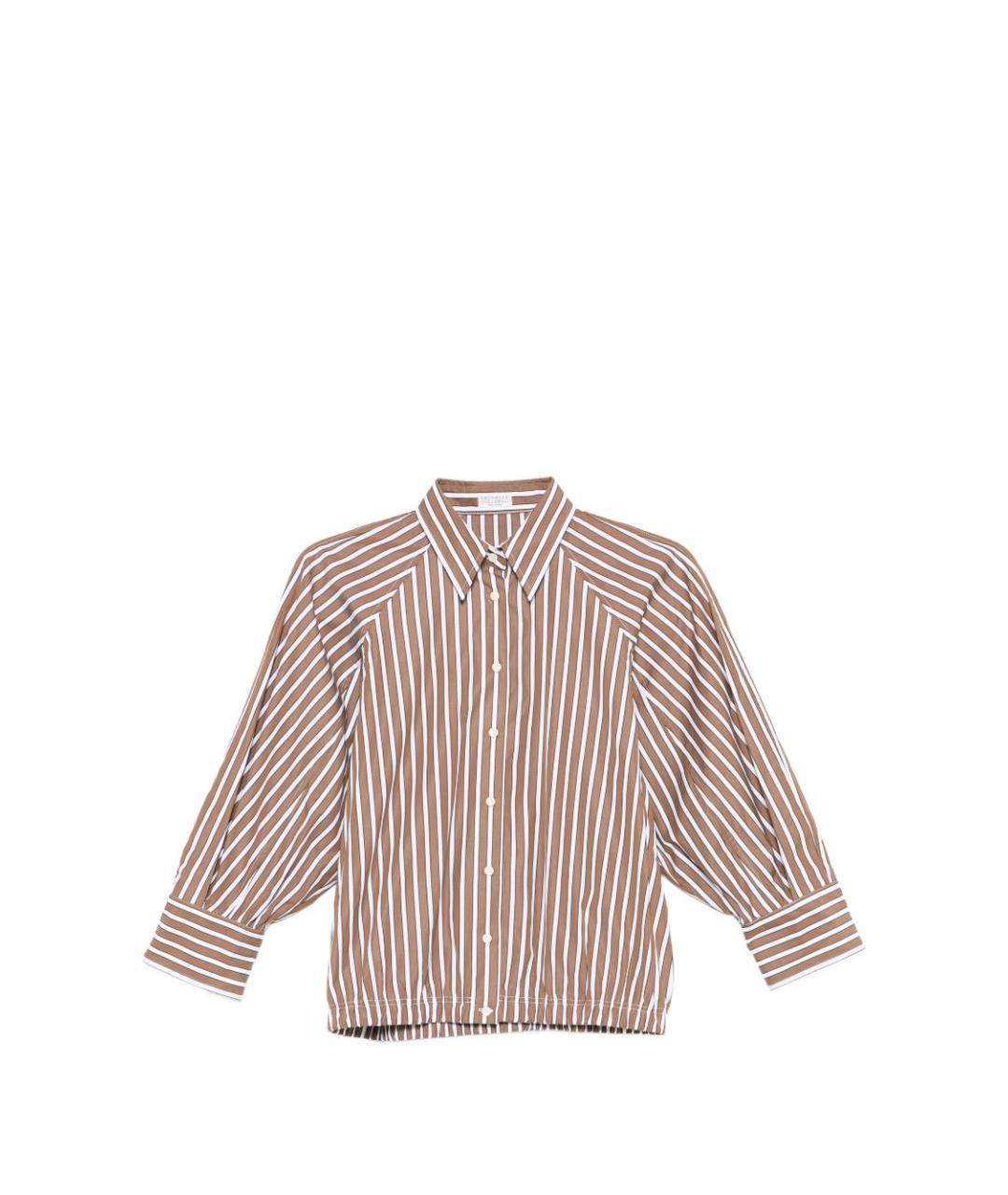 BRUNELLO CUCINELLI Коричневая хлопковая рубашка, фото 1