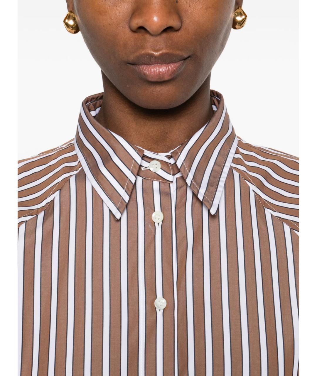 BRUNELLO CUCINELLI Коричневая хлопковая рубашка, фото 3