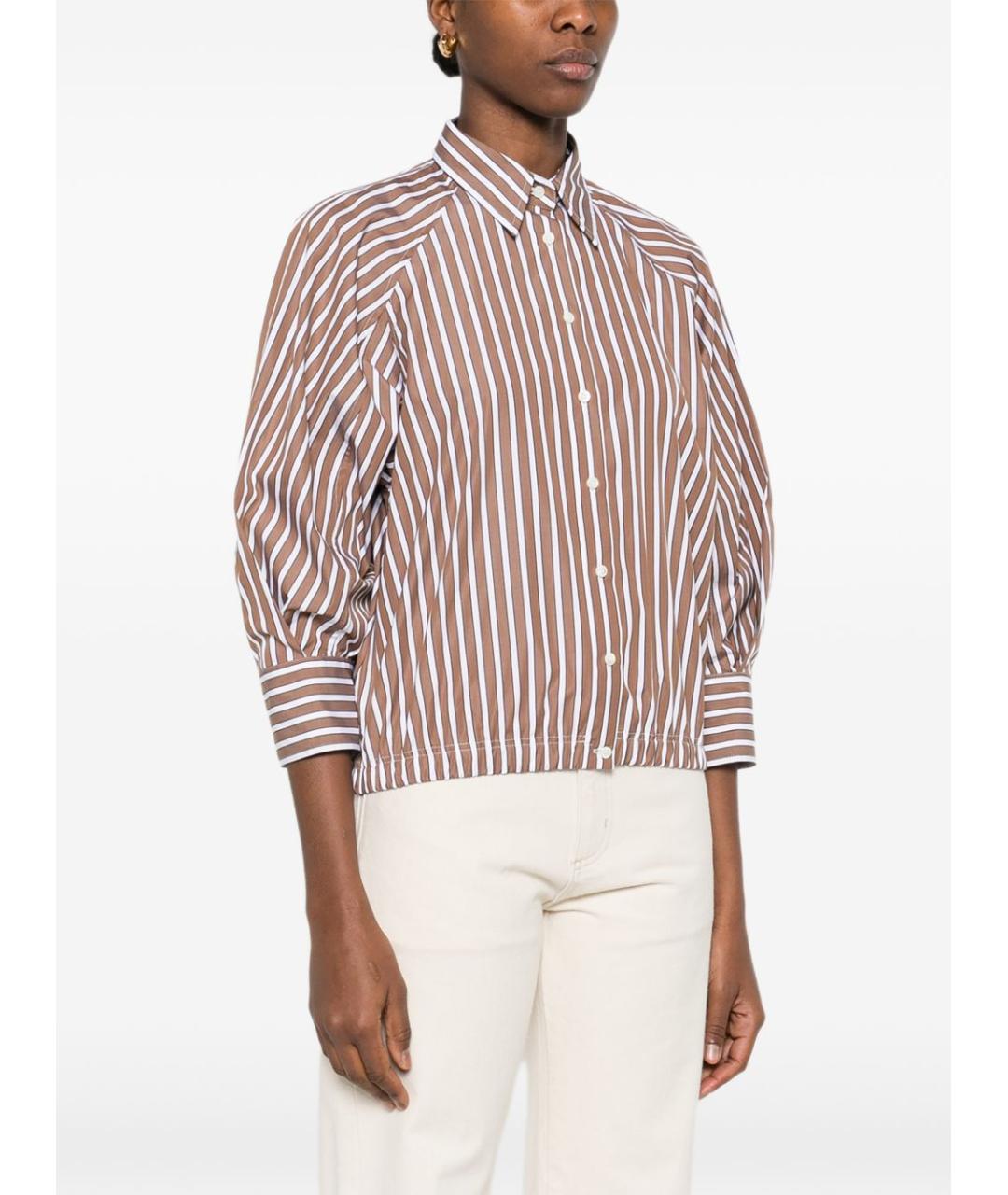 BRUNELLO CUCINELLI Коричневая хлопковая рубашка, фото 5
