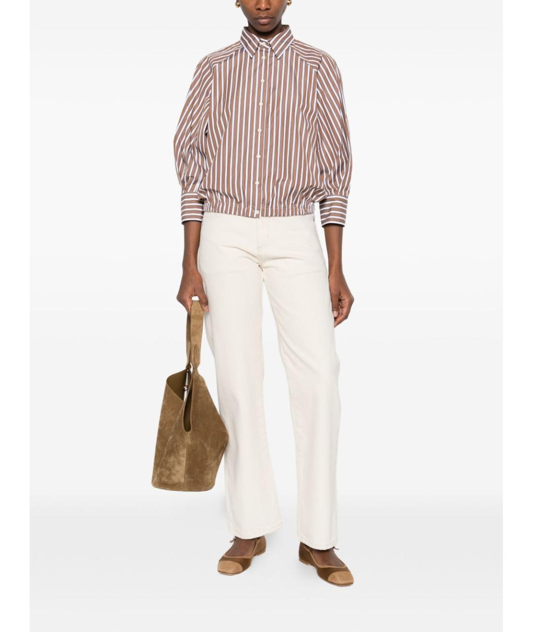 BRUNELLO CUCINELLI Коричневая хлопковая рубашка, фото 2