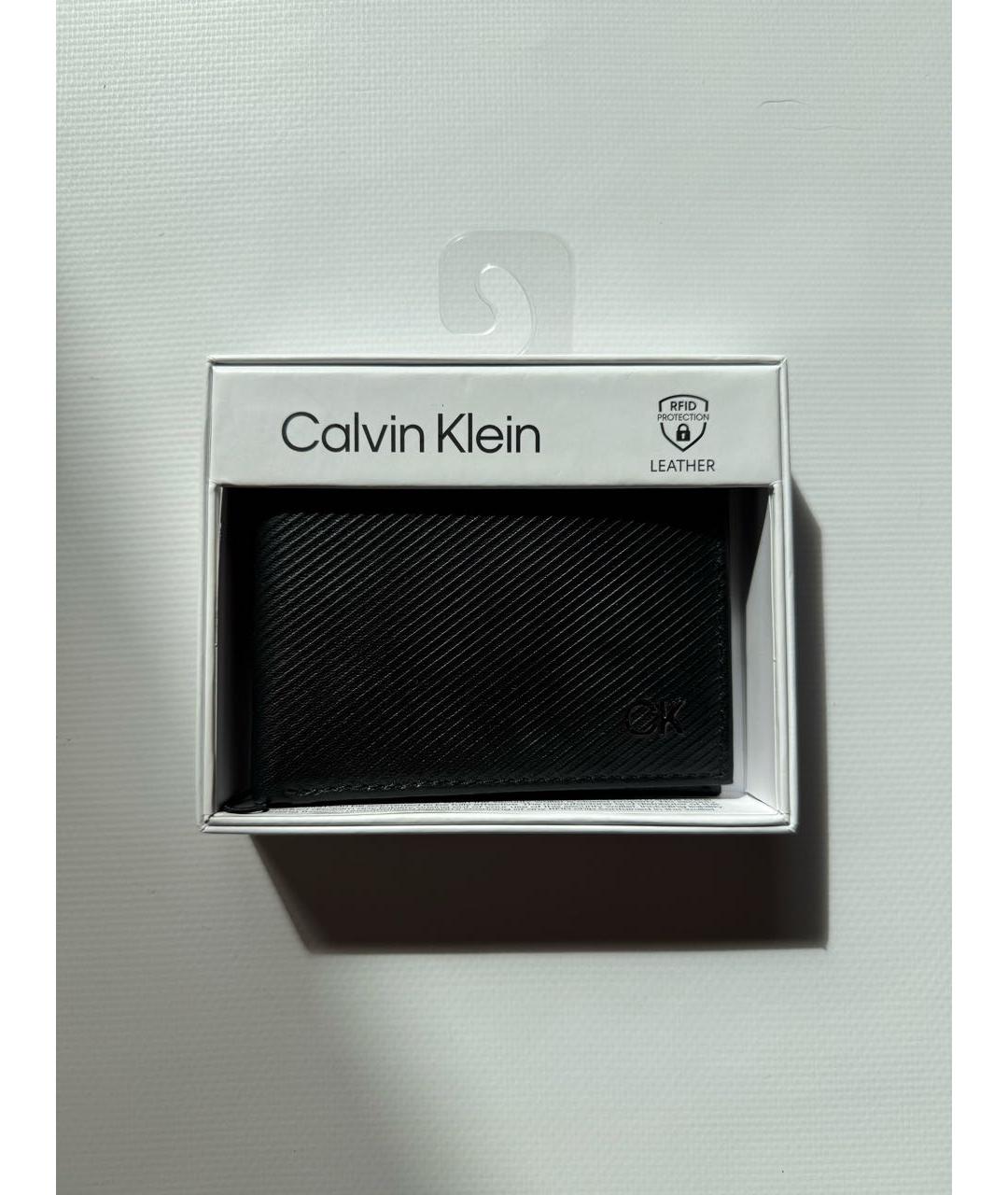 CALVIN KLEIN Черный кожаный кошелек, фото 6