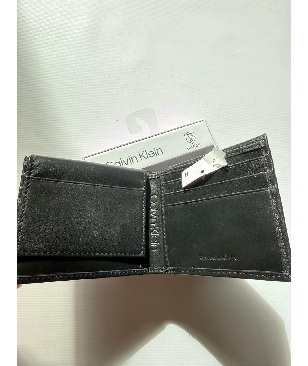 CALVIN KLEIN Черный кожаный кошелек, фото 3