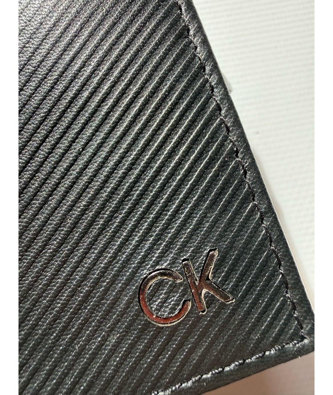 CALVIN KLEIN Черный кожаный кошелек, фото 2