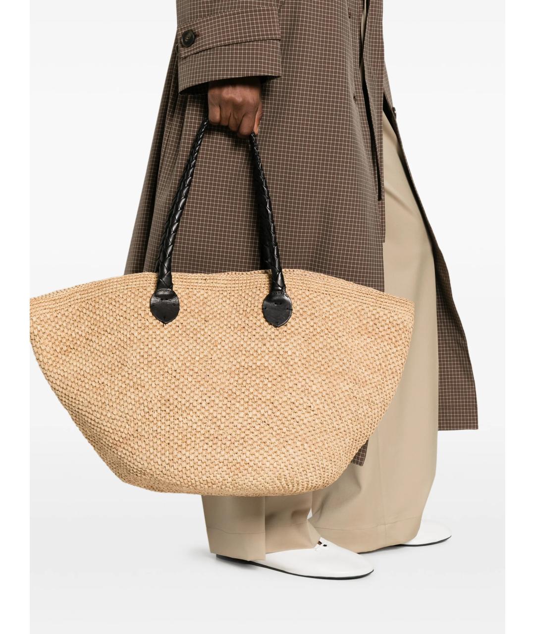 Dragon Diffusion Бежевая пелетеная пляжная сумка, фото 2