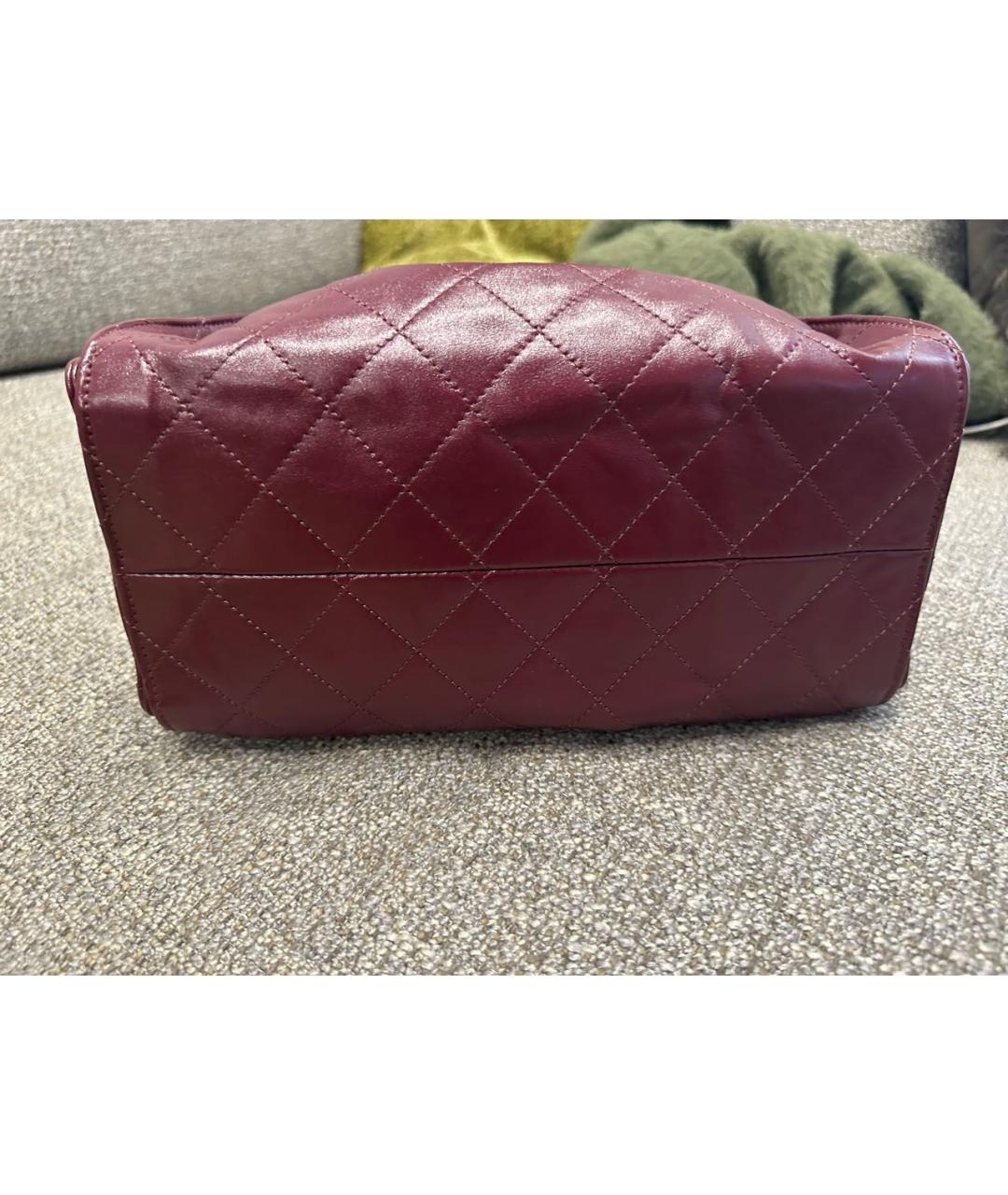 CHANEL Бордовая кожаная сумка через плечо, фото 7