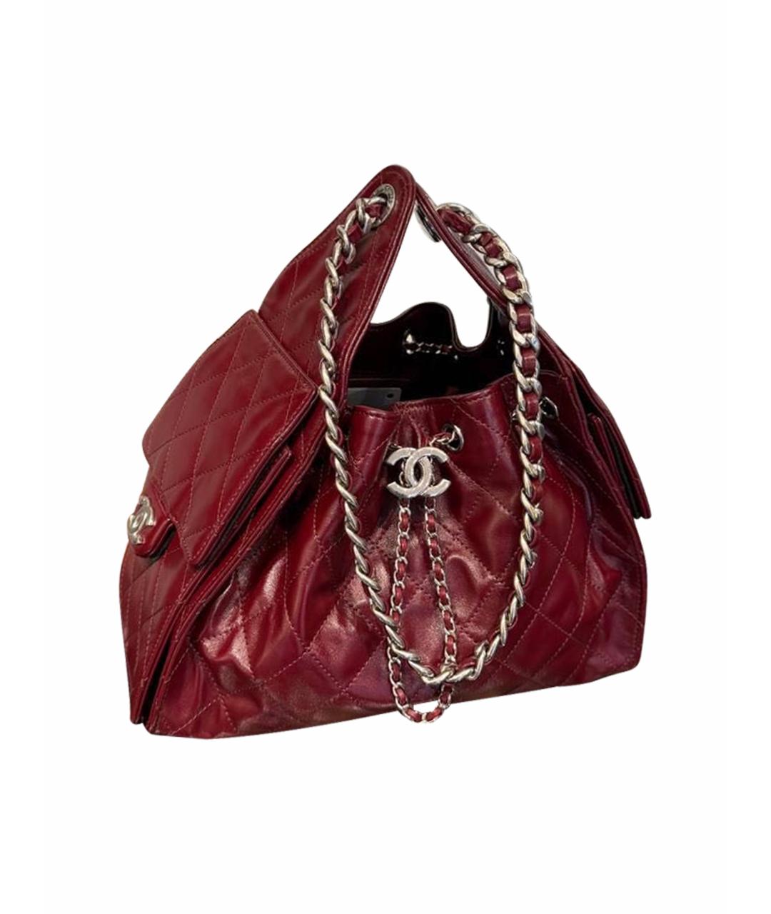 CHANEL Бордовая кожаная сумка через плечо, фото 1