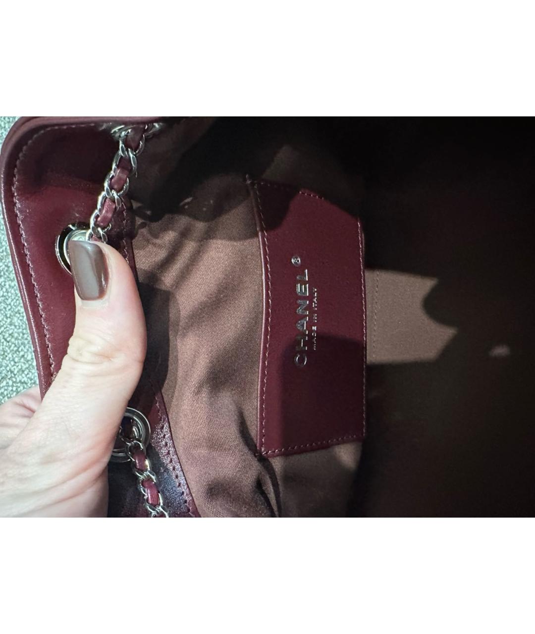 CHANEL Бордовая кожаная сумка через плечо, фото 5
